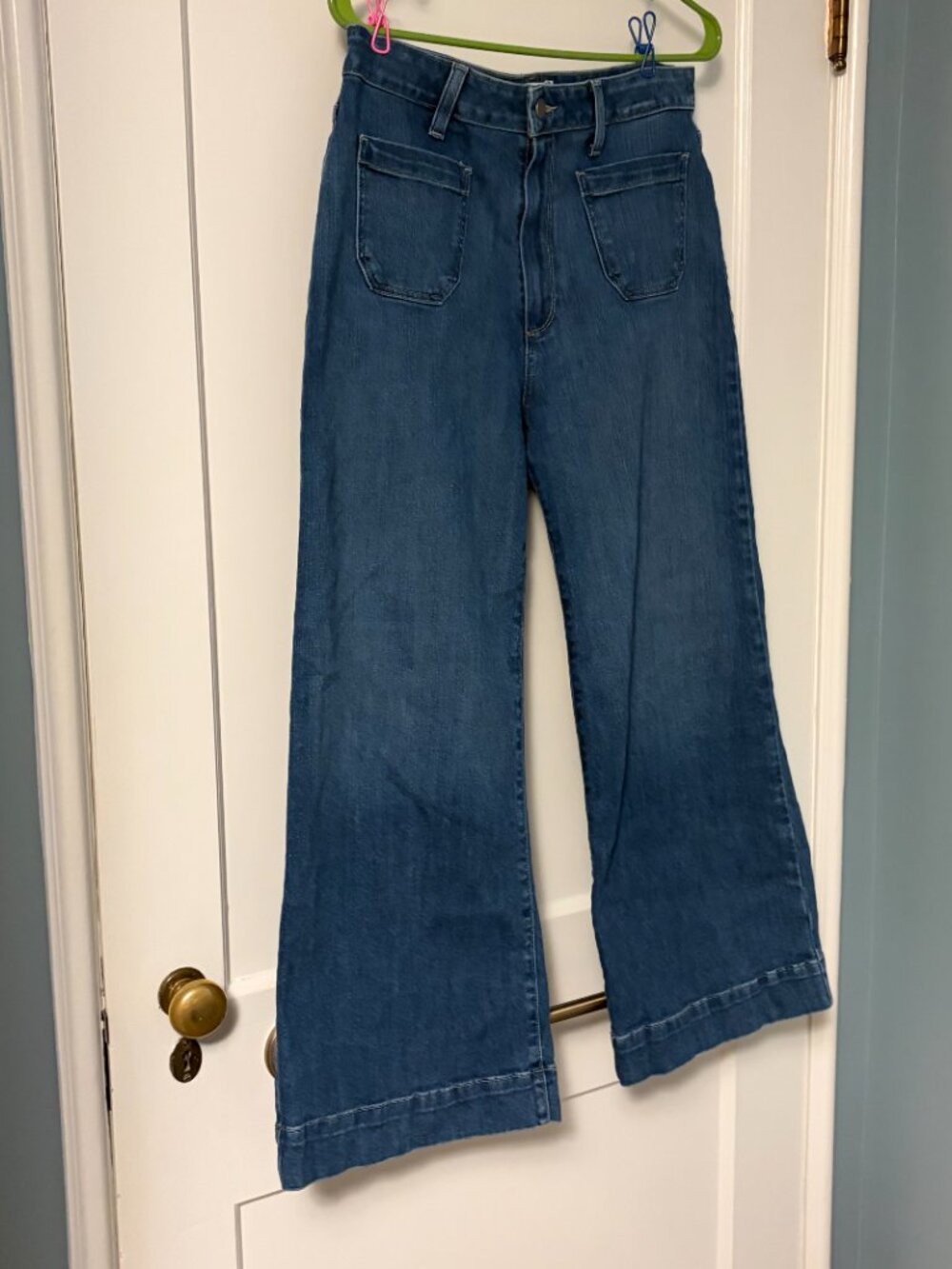Paige Connie Crop jeans wide leg high rise medium wash size 31 designer denim - Picture 2 of 10